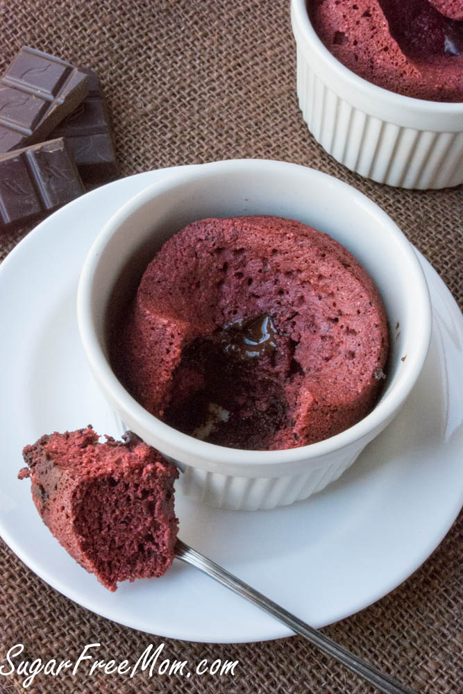 This Sugar-Free Red Velvet Molten Lava Mug Cake is made just for two, it's low in carbs and takes just a minute to make!