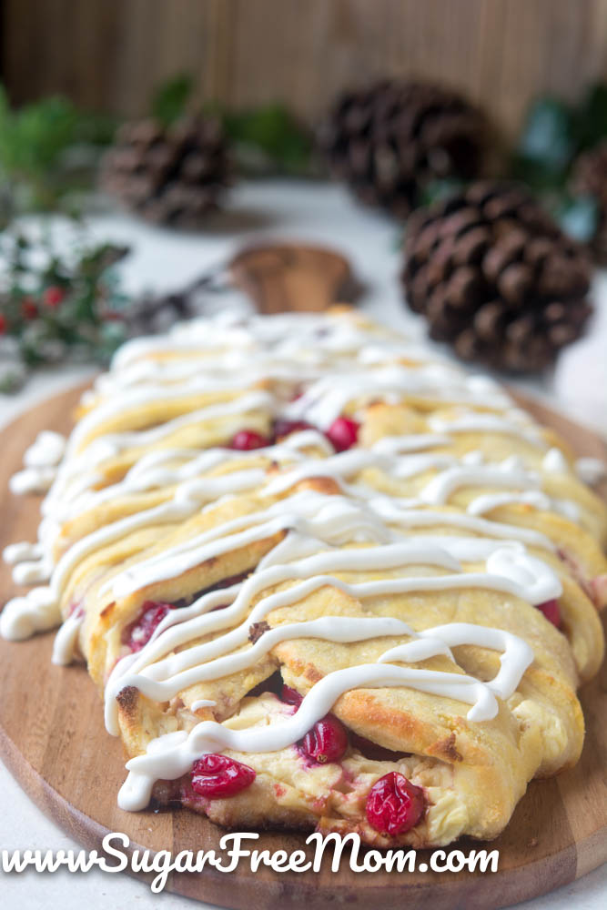 This is Low Carb Keto Cranberry Cream Cheese Danish is sugar free, gluten free, and made with  an easy fathead dough recipe that is almond flour free! This keto cranberry cheese danish recipe is perfect for the holiday season!