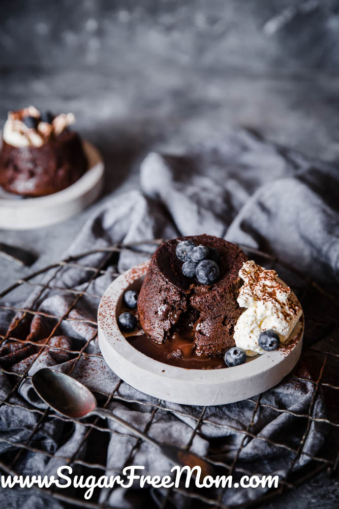 These easy, keto, sugar free chocolate lava cakes are perfectly portioned for serving just two and made with just 7 simple ingredients! Just 5 grams of net carbs per cake and curbs a sweet tooth fast!