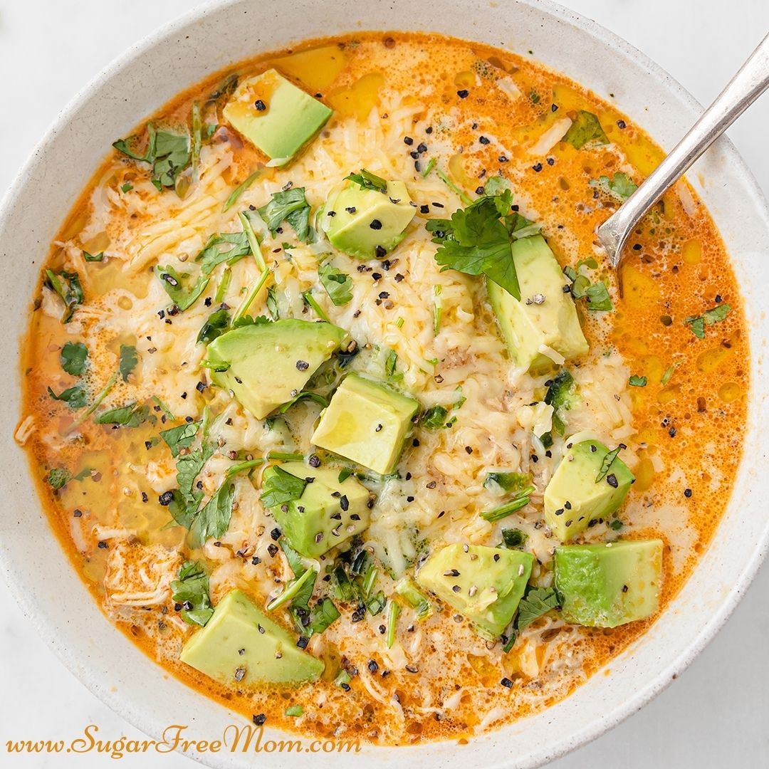 This delicious Keto White Chicken Chili can be made in the Instant Pot in 20 minutes or slow cooker if your prefer. Perfect for a busy weeknight and a favorite for the whole family! 