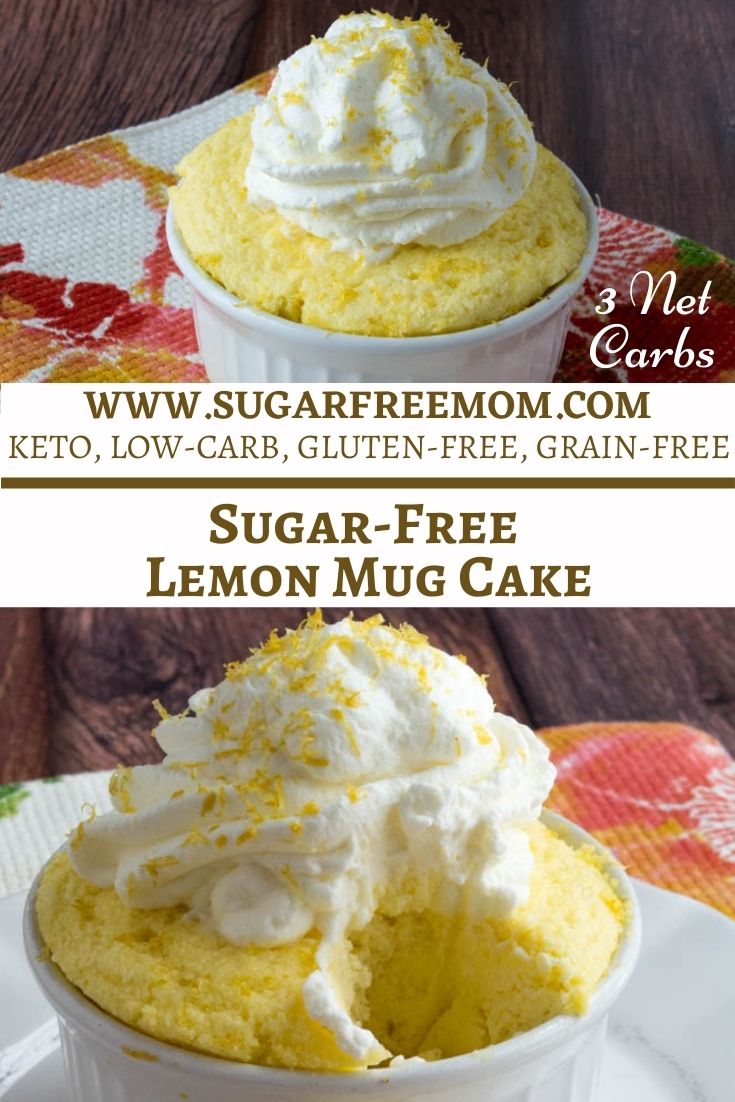 Sugar Free Lemon Mug Cake made low carb, keto, nut free, gluten free, and a single serving for perfect portion control! Just 3 net carbs!