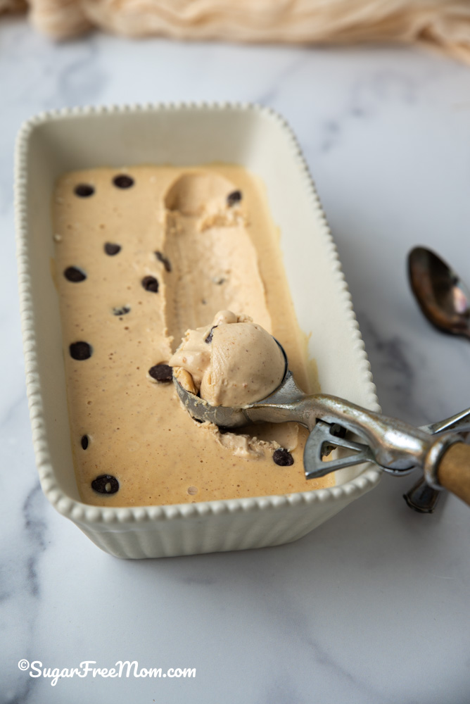 icecream scoop scooping out a scoop of icecream from a dish