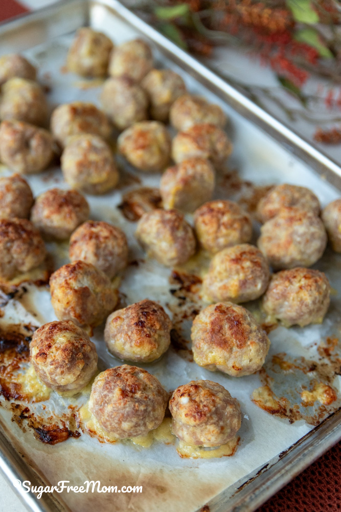 These cheesy keto low-carb sausage balls are the perfect appetizer for game day or anytime you need a quick easy recipe the whole family will love that's high in protein!